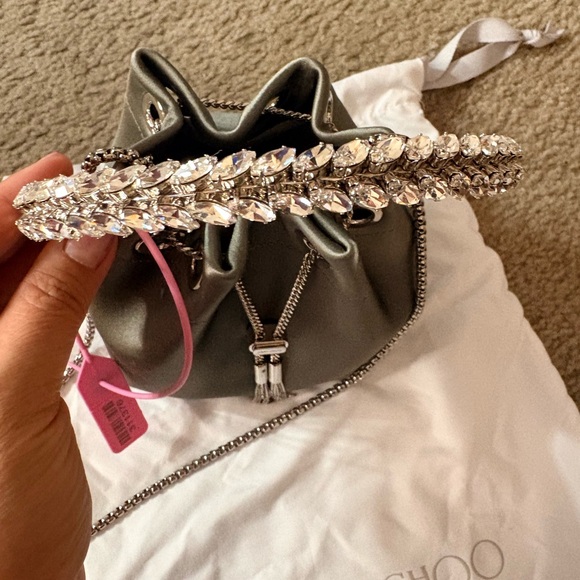 Jimmy Choo bon bon satin bucket handbag - Picture 12 of 15